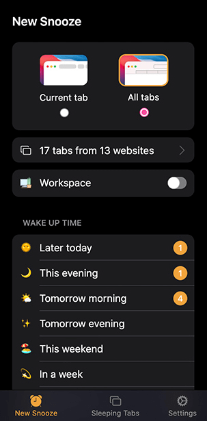 Snooze Tabs or Windows